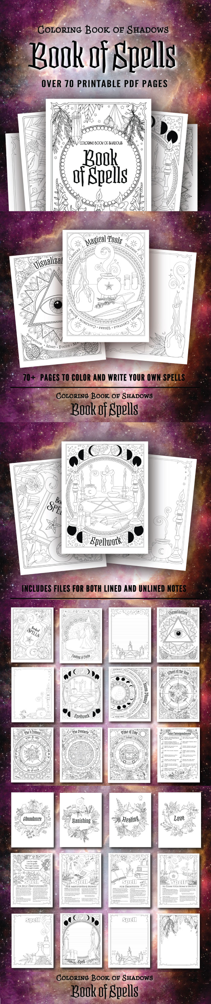 Coloring Book of Shadows Book of Spells Printable PDF
