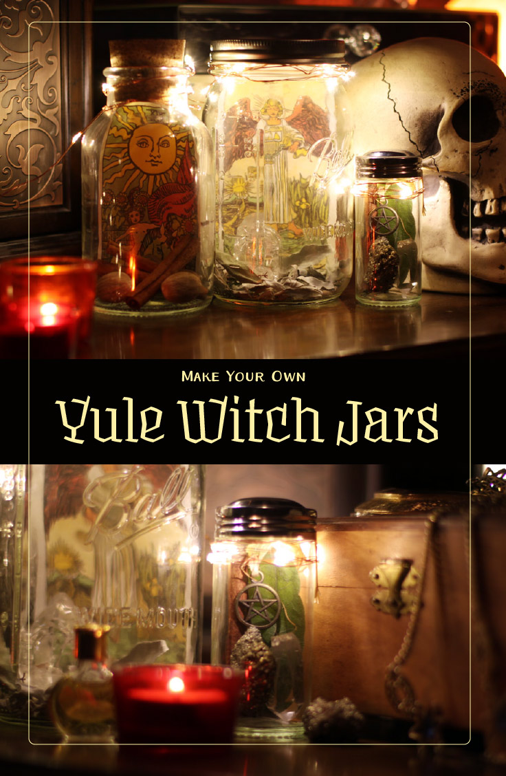 Make your own Witch Jars for Yule Altar Decoration