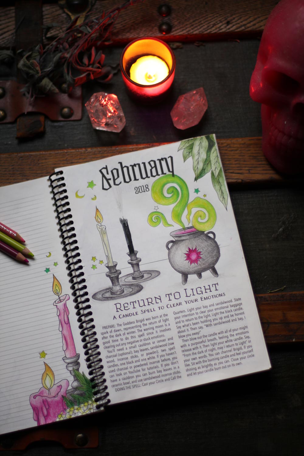 February Magic Spell and Coloring Page