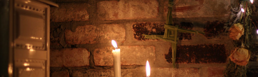 Imbolc Altar with Brigid's Cross